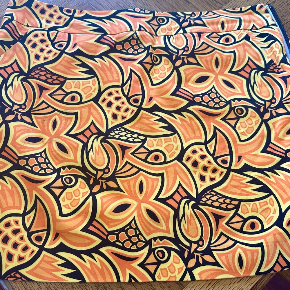 Loudmouth Women's Athletic Skort in Orange, Yellow & Navy Floral Print